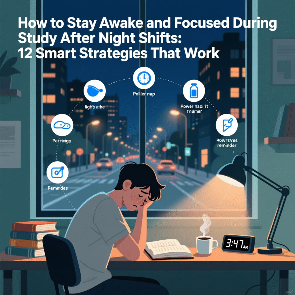how to stay awake and focused during study after night shifts